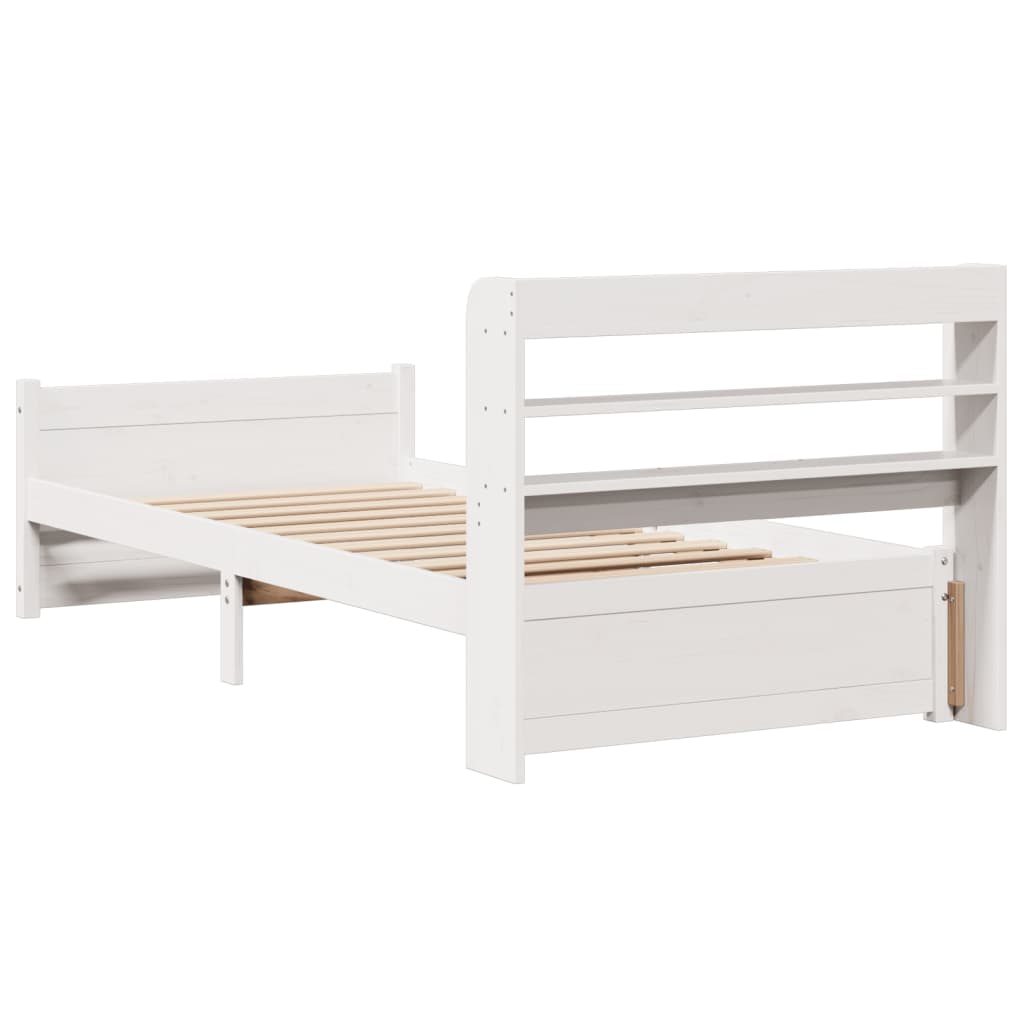 Bed Frame with Headboard without Mattress White 100x200 cm